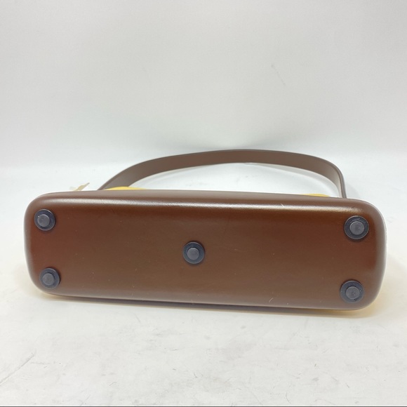 Salvatore Ferragamo Yellow Canvas and Brown Shoulder Bag. - Picture 5 of 11